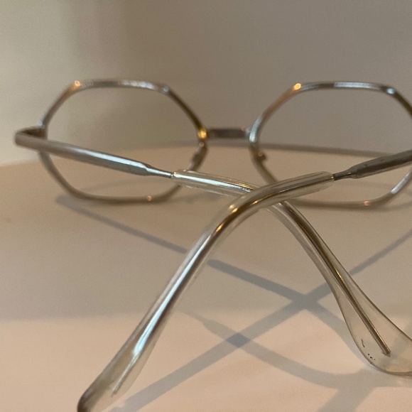 Bright Green Over Silver Vintage Never Worn Octagonal Frame Italy Eyeglasses main image 5